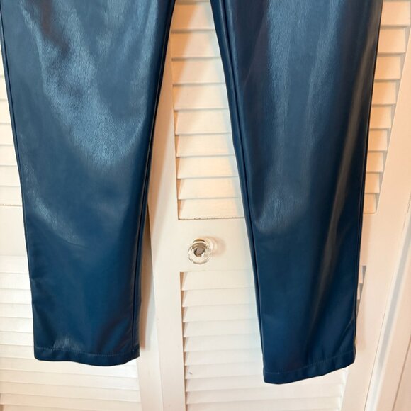 NWT Diane von Furstenberg Chanda pants 6 faux leather Ocean Blue - Picture 4 of 12